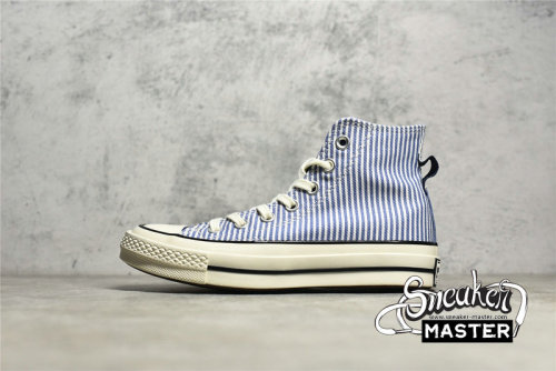 CONVERSE CHUCK TAYLOR ALL-STAR 70S HIGH WASHED INDIGO HICKORY STRIPES WASHED INDIGO/EGRET/BLACK A00472C