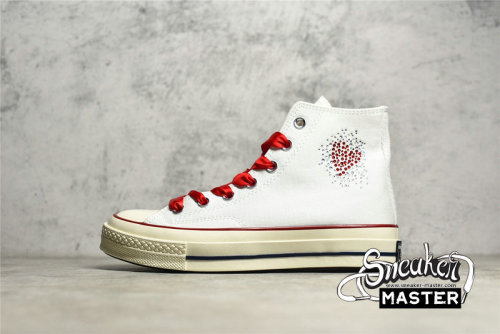 CONVERSE CHUCK TAYLOR ALL-STAR 70S HIGH RHINESTONE HEART WHITE/RED/WHITE 162056C