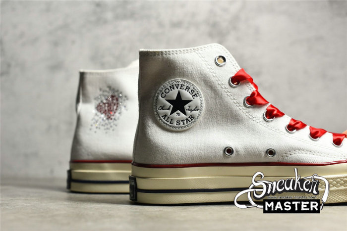 CONVERSE CHUCK TAYLOR ALL-STAR 70S HIGH RHINESTONE HEART WHITE/RED/WHITE 162056C