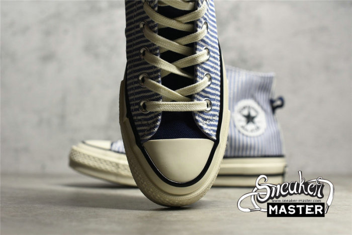CONVERSE CHUCK TAYLOR ALL-STAR 70S HIGH WASHED INDIGO HICKORY STRIPES WASHED INDIGO/EGRET/BLACK A00472C