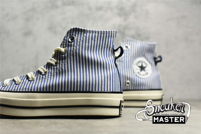 CONVERSE CHUCK TAYLOR ALL-STAR 70S HIGH WASHED INDIGO HICKORY STRIPES WASHED INDIGO/EGRET/BLACK A00472C