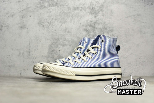 CONVERSE CHUCK TAYLOR ALL-STAR 70S HIGH WASHED INDIGO HICKORY STRIPES WASHED INDIGO/EGRET/BLACK A00472C