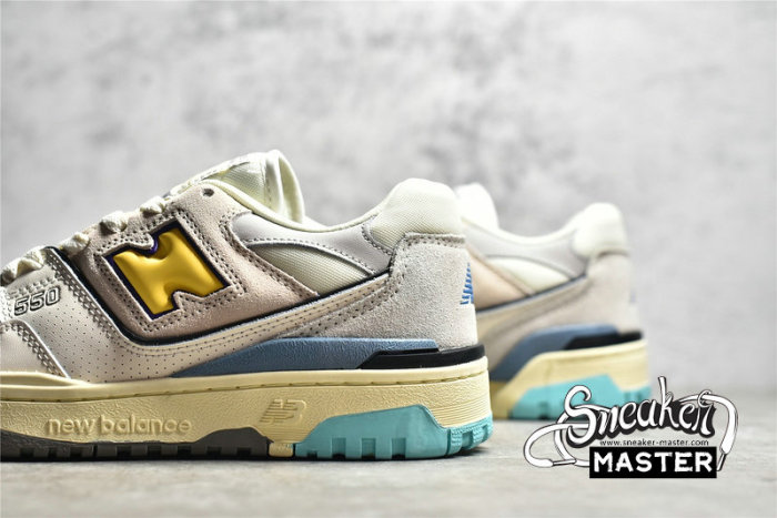 NEW BALANCE 550 RUNNING SHOES SEA SALT/YELLOW/TEAL BB550SSC