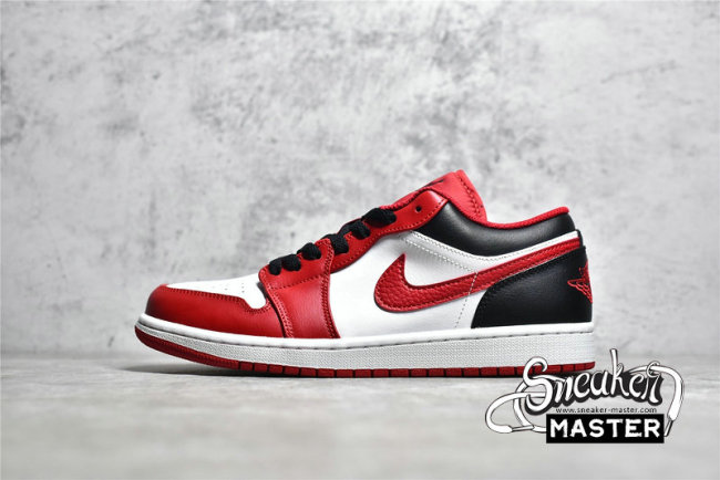 NIKE AIR JORDAN 1 LOW REVERSE BLACK TOE WHITE/BLACK/GYM RED 553558-163
