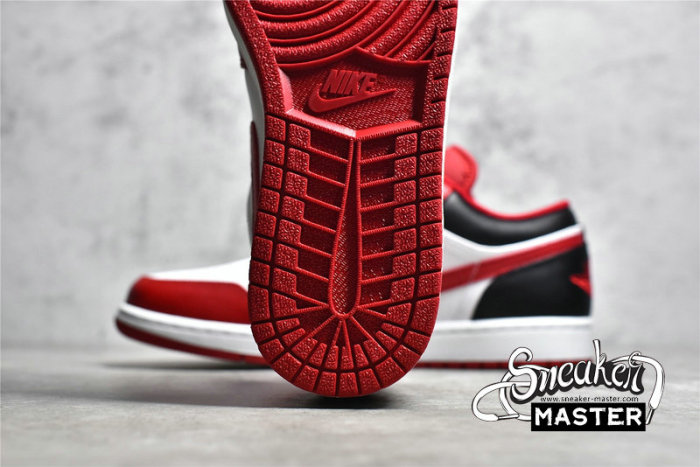 NIKE AIR JORDAN 1 LOW REVERSE BLACK TOE WHITE/BLACK/GYM RED 553558-163