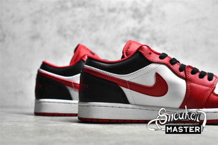 NIKE AIR JORDAN 1 LOW REVERSE BLACK TOE WHITE/BLACK/GYM RED 553558-163