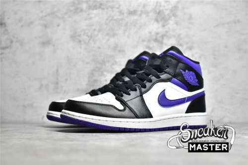 NIKE AIR JORDAN 1 MID DARK IRIS WHITE/BLACK/COURT PURPLE 554724-095