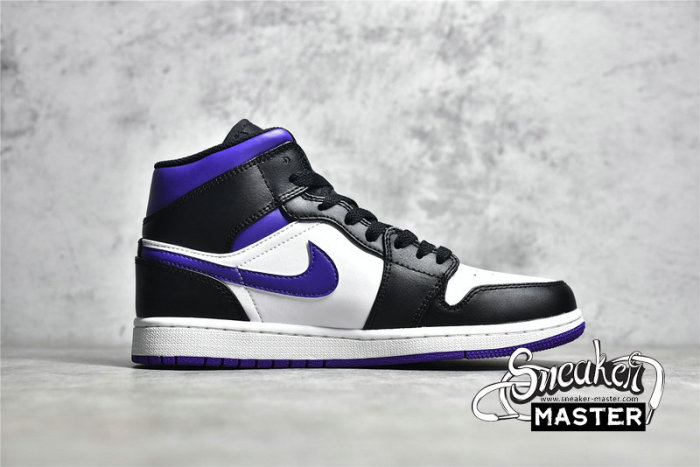 NIKE AIR JORDAN 1 MID DARK IRIS WHITE/BLACK/COURT PURPLE 554724-095