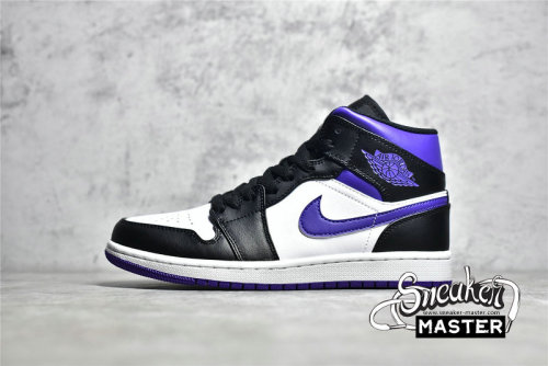 NIKE AIR JORDAN 1 MID DARK IRIS WHITE/BLACK/COURT PURPLE 554724-095