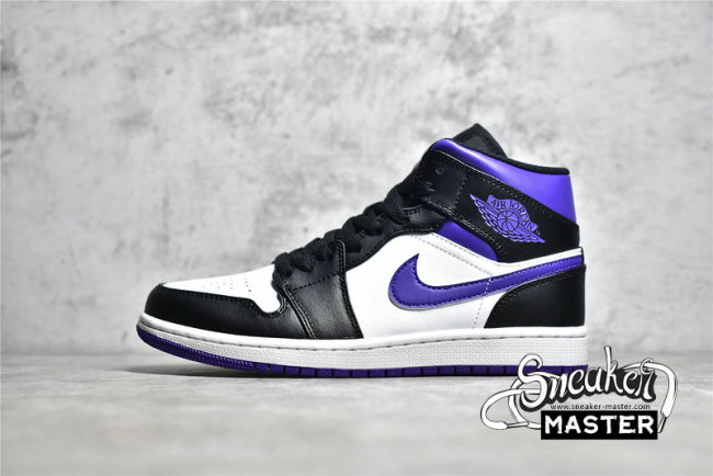 NIKE AIR JORDAN 1 MID DARK IRIS WHITE/BLACK/COURT PURPLE 554724-095