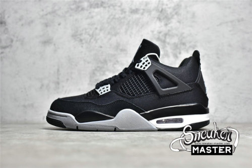 NIKE AIR JORDAN 4 RETRO BLACK CANVAS BLACK/LIGHT STEEL GREY-WHITE-FIRE RED DH7138-006