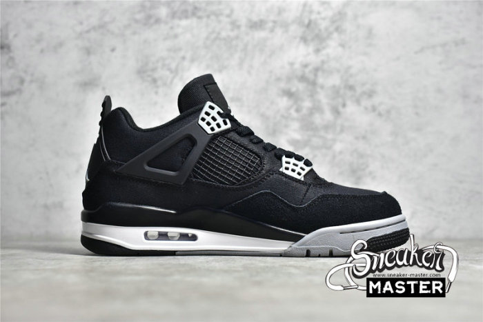 NIKE AIR JORDAN 4 RETRO BLACK CANVAS BLACK/LIGHT STEEL GREY-WHITE-FIRE RED DH7138-006