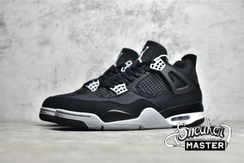 NIKE AIR JORDAN 4 RETRO BLACK CANVAS BLACK/LIGHT STEEL GREY-WHITE-FIRE RED DH7138-006