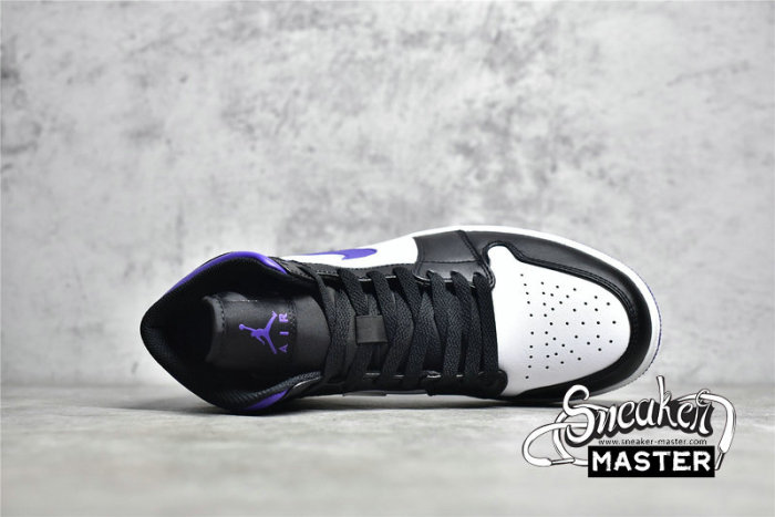 NIKE AIR JORDAN 1 MID DARK IRIS WHITE/BLACK/COURT PURPLE 554724-095