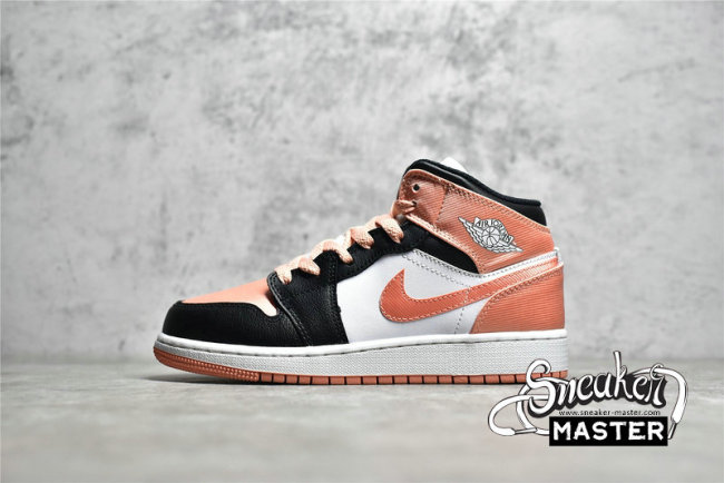 NIKE AIR JORDAN 1 MID GS WHITE/BLACK/LIGHT MADDER ROOT DM9077-10