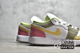 NIKE AIR JORDAN 1 LOW SE GS PASTEL GRIND WHITE/WHITE/VIVID GREEN DJ0341-100
