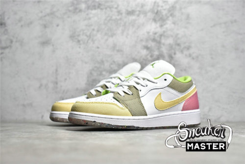 NIKE AIR JORDAN 1 LOW SE GS PASTEL GRIND WHITE/WHITE/VIVID GREEN DJ0341-100