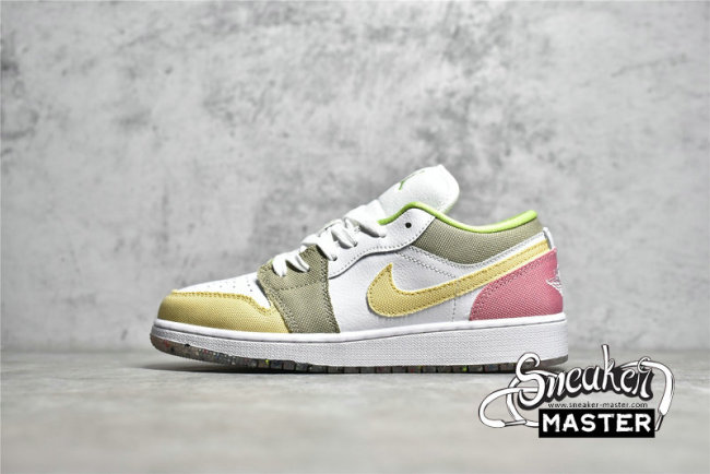 NIKE AIR JORDAN 1 LOW SE GS PASTEL GRIND WHITE/WHITE/VIVID GREEN DJ0341-100