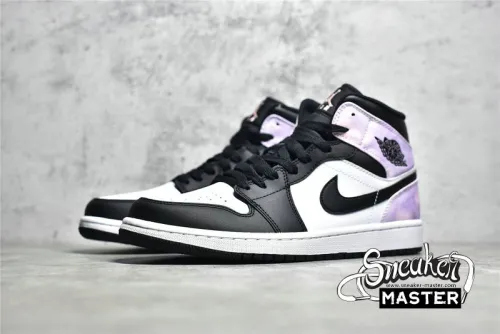 NIKE AIR JORDAN 1 MID TIE DYE BLACK/WHITE-AMETHYST WAVE-BLEACHED CORAL DM1200-001