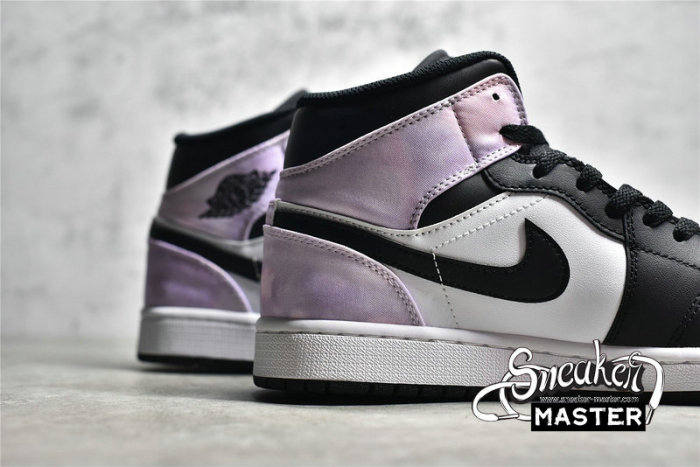 NIKE AIR JORDAN 1 MID TIE DYE BLACK/WHITE-AMETHYST WAVE-BLEACHED CORAL DM1200-001