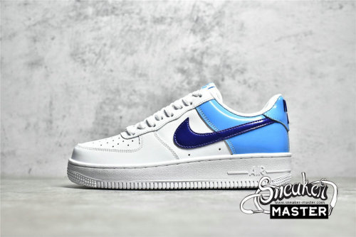 NIKE AIR FORCE 1 LOW 07 BLUE PATENT SWOOSHES WHITE/BLUE DJ9942-400