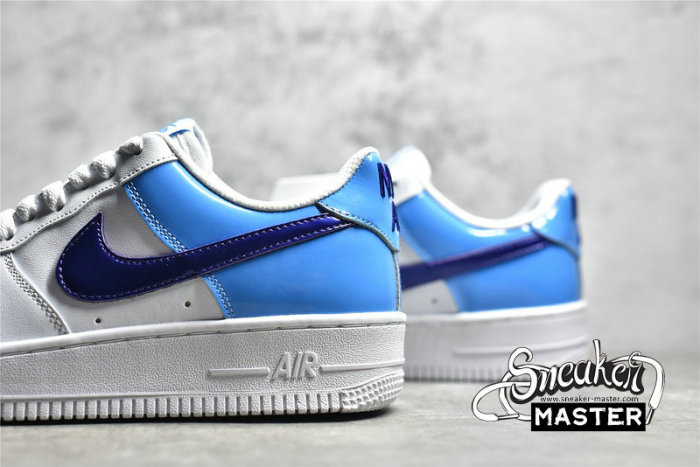 NIKE AIR FORCE 1 LOW 07 BLUE PATENT SWOOSHES WHITE/BLUE DJ9942-400