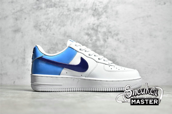 NIKE AIR FORCE 1 LOW 07 BLUE PATENT SWOOSHES WHITE/BLUE DJ9942-400
