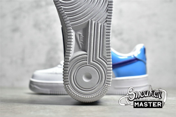 NIKE AIR FORCE 1 LOW 07 BLUE PATENT SWOOSHES WHITE/BLUE DJ9942-400