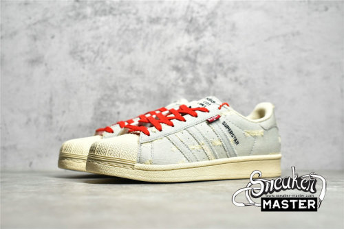 ADIDAS SUPERSTAR EXCLUSIVE DENIM X LEVI'S WASHED LIGHT BLUE/RED/BEIGE GE4988
