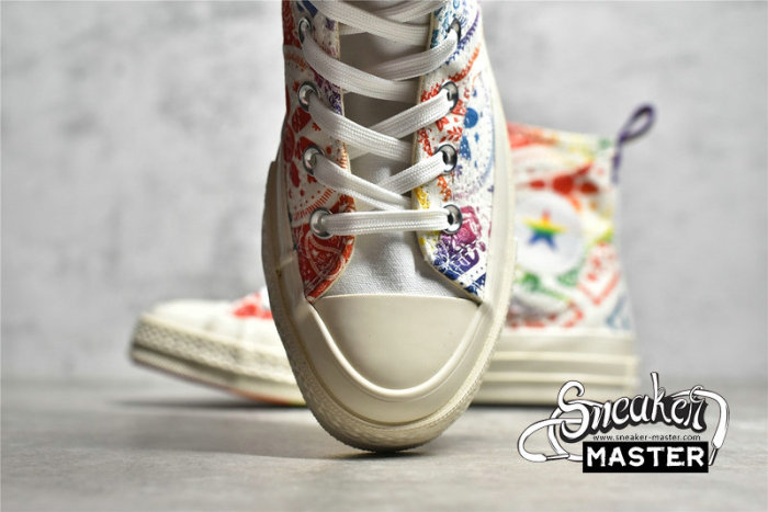 CONVERSE CHUCK TAYLOR ALL-STAR 70S HIGH PRIDE WHITE/UNIVERSITY RED/MULTI-COLOR A02266C