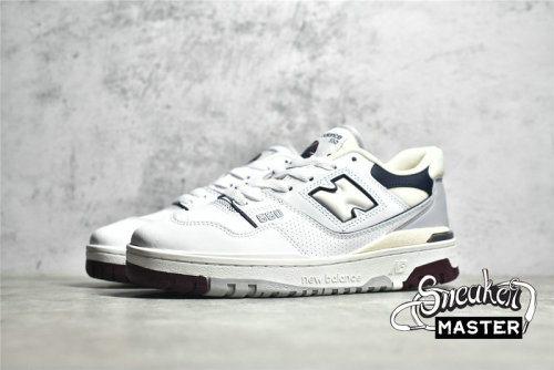 NEW BALANCE 550 RUNNING SHOES WHITE/NATURAL INDIGO/BURGUNDY BB550PWB