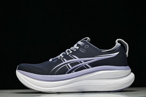 1011C127-402 GEL NIMBUS 28 LOW-TOP RUNNING SHOES NAVY BLUE/PURPLE