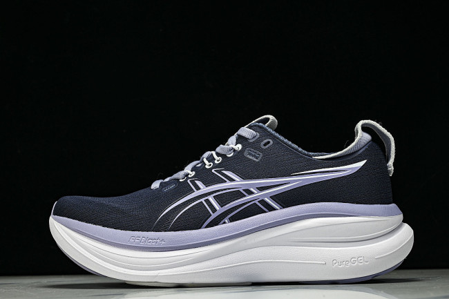 1011C127-402 GEL NIMBUS 28 LOW-TOP RUNNING SHOES NAVY BLUE/PURPLE