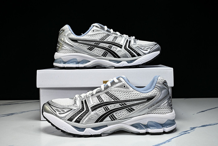 1203A961-101 GEL KAYANO 14 SPORTY AND CASUAL BREATHABLE RUNNING SHOES WHITE/LIGHT BLUE