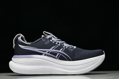 1011C127-402 GEL NIMBUS 28 LOW-TOP RUNNING SHOES NAVY BLUE/PURPLE