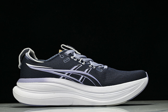 1011C127-402 GEL NIMBUS 28 LOW-TOP RUNNING SHOES NAVY BLUE/PURPLE