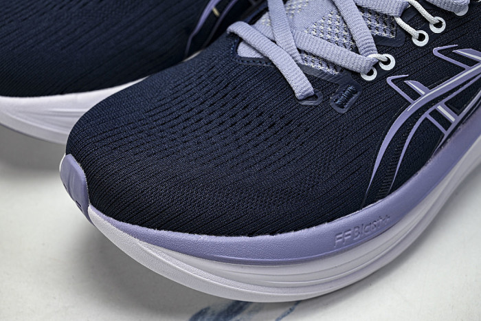 1011C127-402 GEL NIMBUS 28 LOW-TOP RUNNING SHOES NAVY BLUE/PURPLE
