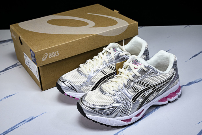 1203A537-103 GEL KAYANO 14 SPORTY AND CASUAL BREATHABLE RUNNING SHOES SILVER/LIGHT PINK