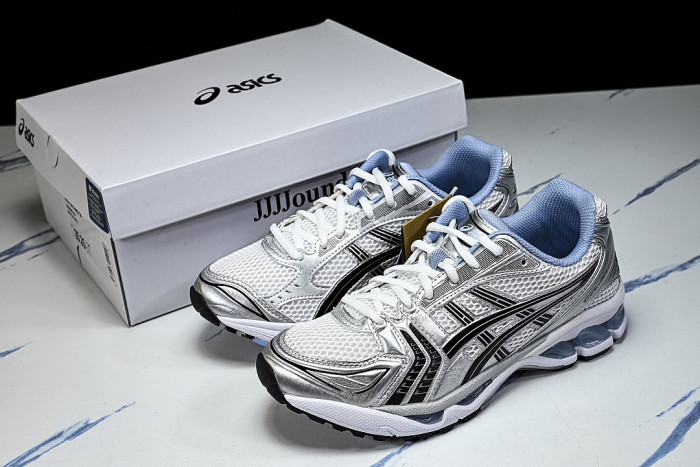 1203A961-101 GEL KAYANO 14 SPORTY AND CASUAL BREATHABLE RUNNING SHOES WHITE/LIGHT BLUE