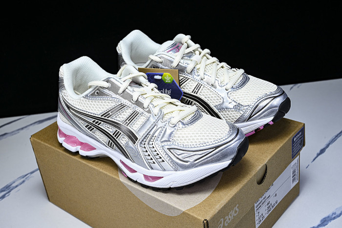 1203A537-103 GEL KAYANO 14 SPORTY AND CASUAL BREATHABLE RUNNING SHOES SILVER/LIGHT PINK