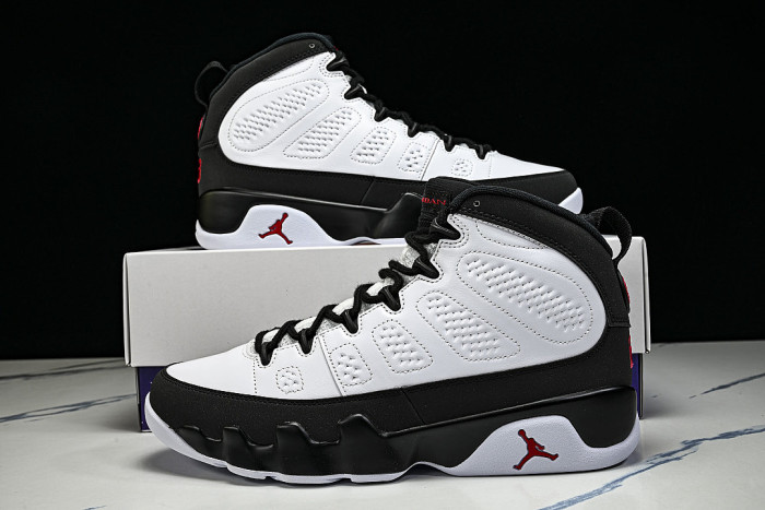 IX6179-100 JORDAN 9 RETRO WHITE/TRUE RED/BLACK