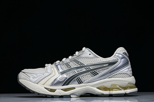 1201A019-200 GEL KAYANO 14 SPORTY AND CASUAL BREATHABLE RUNNING SHOES BIRCH/DARK PEWTER