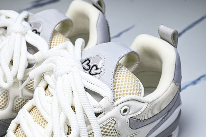 LEATHER CASUAL SPORTS SHOES WHITE/BEIGE/GREY