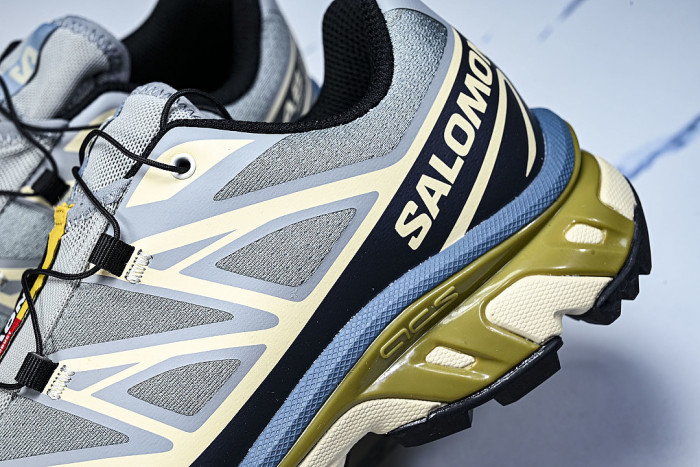 414551-28 XT-6 OUTDOOR TRAIL RUNNING SHOES BLUE/BEIGE/BLACK/GREEN