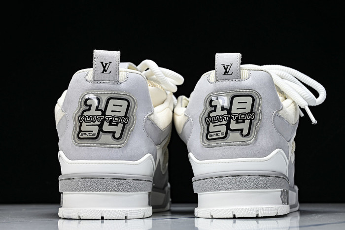 LEATHER CASUAL SPORTS SHOES WHITE/BEIGE/GREY
