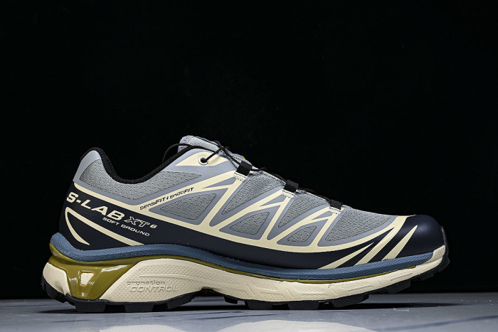 414551-28 XT-6 OUTDOOR TRAIL RUNNING SHOES BLUE/BEIGE/BLACK/GREEN