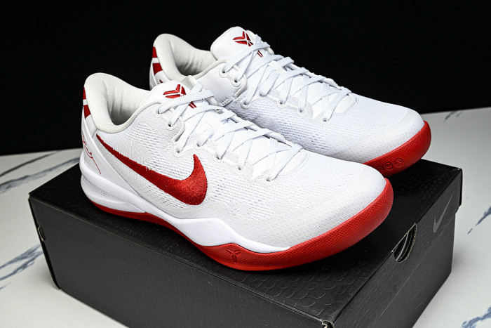 HM6469-101 KOBE 8 SYSTEM MEN'S PRACTICAL BASKETBALL SHOES WHITE/RED