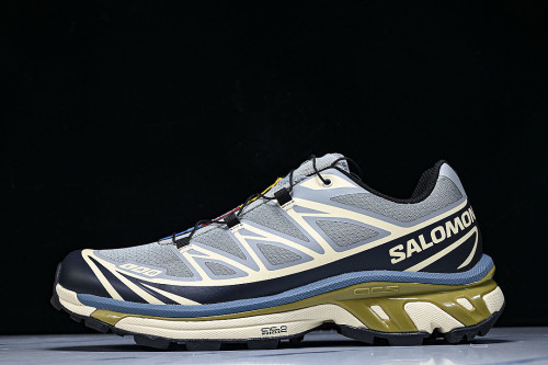 414551-28 XT-6 OUTDOOR TRAIL RUNNING SHOES BLUE/BEIGE/BLACK/GREEN