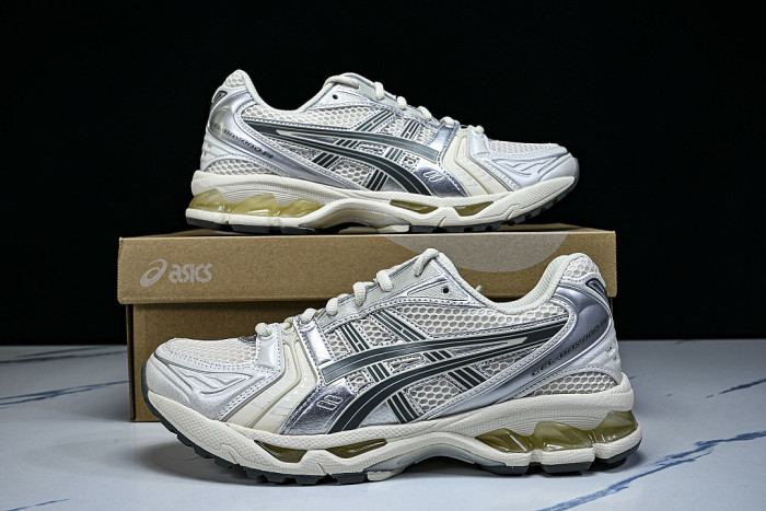 1201A019-200 GEL KAYANO 14 SPORTY AND CASUAL BREATHABLE RUNNING SHOES BIRCH/DARK PEWTER