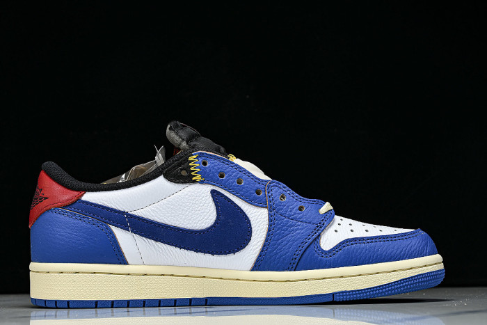 HQ6998-146 FRAGMENT DESIGN UNION AIR JORDAN 1 LOW-TOP CASUAL SNEAKERS WHITE/BLUE/BLACK/RED